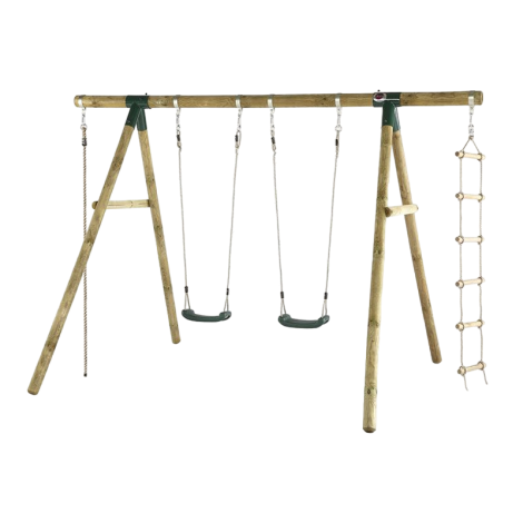 Complex de leagane cu cataratoare Gibbon, pentru 4 copii, din lemn tratat, PLUM 27012 - imagine 11